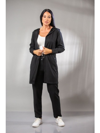 ζακετα πλεκτη ριπ με κουκουλα μαύρο σε προσφορά