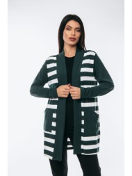 ζακετα πλεκτη διχρωμη με τσεπες πράσινο