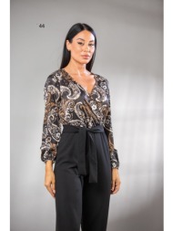 φορμα ολοσωμη με ζωνη σατεν με κρεπ μαύρο