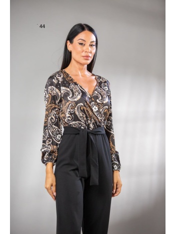 φορμα ολοσωμη με ζωνη σατεν με κρεπ μαύρο σε προσφορά