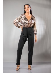 φορμα ολοσωμη με ζωνη σατεν με κρεπ μαύρο