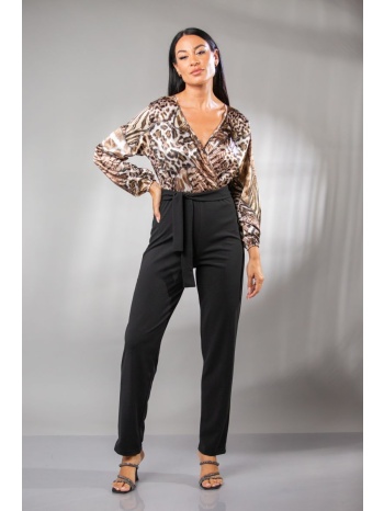 φορμα ολοσωμη με ζωνη σατεν με κρεπ μαύρο σε προσφορά