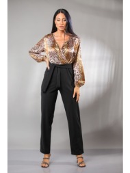 φορμα ολοσωμη με ζωνη σατεν με κρεπ μαύρο