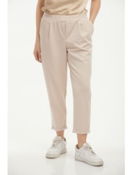 παντελονι με λαστιχο στην μεση και ρεβερ μπεζ