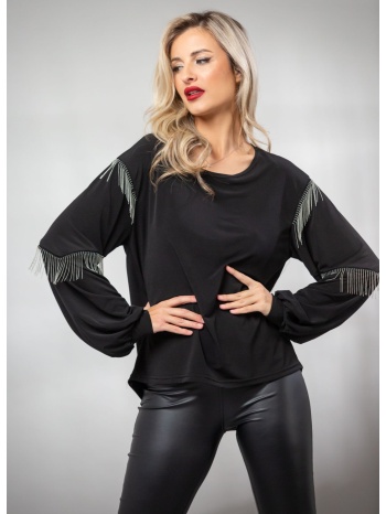 μπλουζα με τρεσα αλυσιδα στα μανικια εκρού σε προσφορά