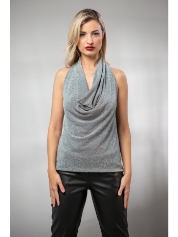 μπλουζα αμανικη ντραπε lurex ασημί σε προσφορά