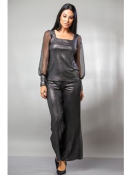 παντελονι με λαστιχο lurex ασημί