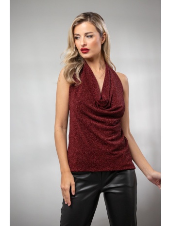 μπλουζα αμανικη ντραπε lurex μπορντό σε προσφορά