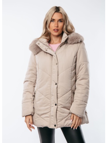 μπουφαν με κουκουλα που αφαιρειται μπεζ σε προσφορά