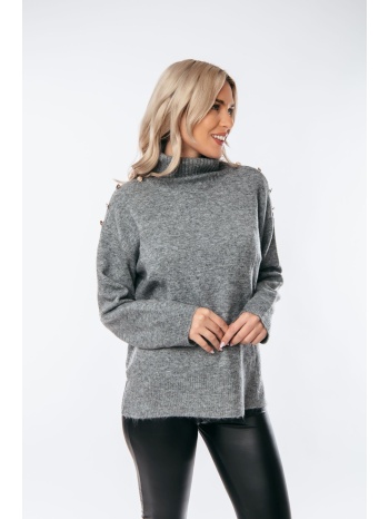 μπλουζα πλεκτη ζιβαγκο με κουμπια γκρι σε προσφορά
