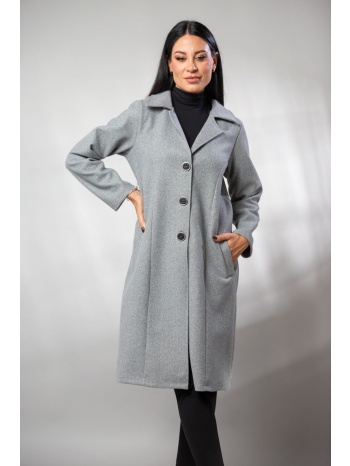 παλτο μακρυ με τσεπες και κουμπια γκρι σε προσφορά