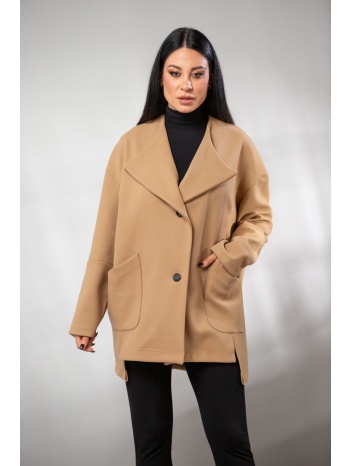 παλτο κοντο με τσεπες και κουμπια μπεζ σε προσφορά
