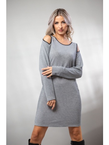 φορεμα με ανοιγματα στους ωμους γκρι σε προσφορά