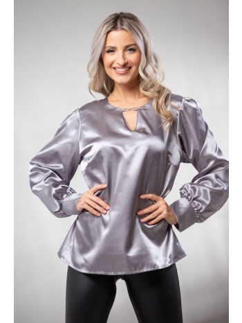 μπλουζα με βολαν μανικια και αλυσιδα γκρι σε προσφορά