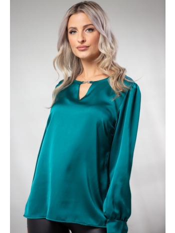 μπλουζα με βολαν μανικια και αλυσιδα πετρόλ σε προσφορά