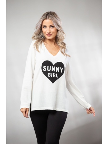 μπλουζα βε με ανοιγματα και τυπωμα εκρού σε προσφορά