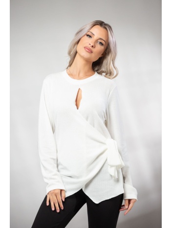 μπλουζα κρουαζε με δεσιμο εκρού σε προσφορά