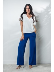 παντελονα ψηλομεση καμπανα ελαστικη μπλε ρουά