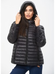 μπουφαν κοντο με κουκουλα που αφαιρειται μαύρο