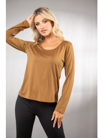 μπλουζα λαιμοκοψη καφέ σε προσφορά