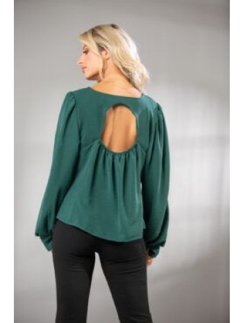 μπλουζα με πιετες και ανοιγμα στην πλατη πετρόλ σε προσφορά