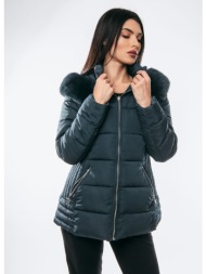 μπουφαν κοντο με κουκουλα που αφαιρειται πράσινο