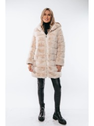 γουνα με κουκουλα μπεζ