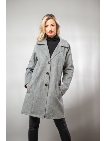 παλτο με κουμπια σε υφασμα βελουρ γκρι σε προσφορά