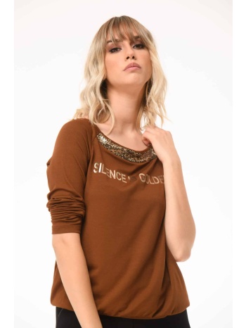 μπλουζα με παγιετα και τυπωμα κίτρινο σε προσφορά