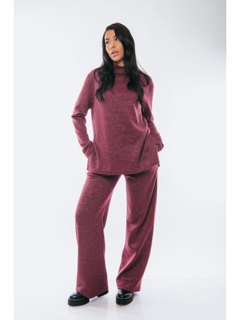σετ μπλουζα και παντελονα lurex μπορντό σε προσφορά