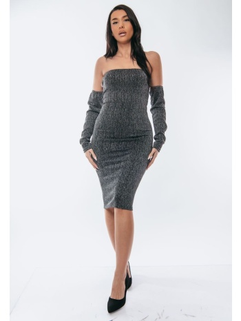 φορεμα μιντι στραπλες lurex ασημι ασημί σε προσφορά