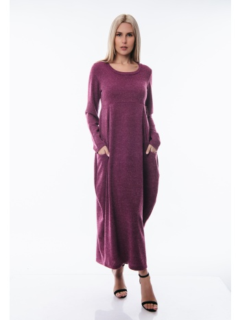 φορεμα σακος μακρυ με τσεπες πλεκτο μπορντό σε προσφορά