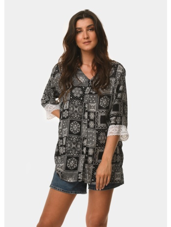 black & white laced shirt εμπριμέ μαύρο
