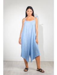 φορμα καπρι με τσεπες λινη μπλε