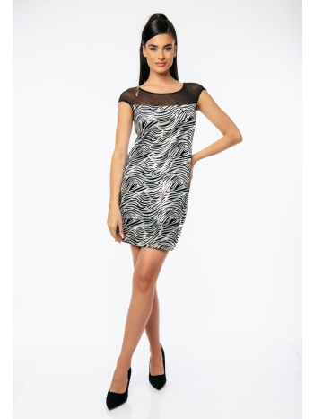 φορεμα αμανικο με παγιετα και διαφανεια άσπρο λεοπάρ σε προσφορά