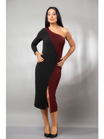 φορεμα midi μισο lurex με ενα μανικι μπορντό σε προσφορά