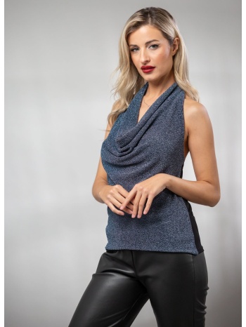 μπλουζα αμανικη ντραπε lurex μπλέ σε προσφορά