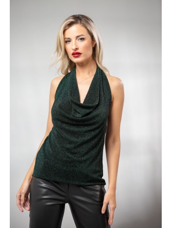 μπλουζα αμανικη ντραπε lurex πράσινο σε προσφορά