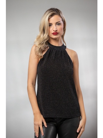 μπλουζα αμανικη με δεσιμο στον λαιμο lurex μαύρο σε προσφορά