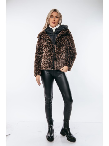 μπουφαν κοντο λεοπαρ με επενδυση που αφαιρειται μαύρο σε προσφορά