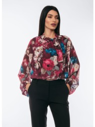 μπλουζα εμπριμε με δεσιμο στον λαιμο μπορντό