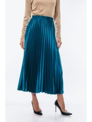 φουστα σατεν με πιετες πετρόλ