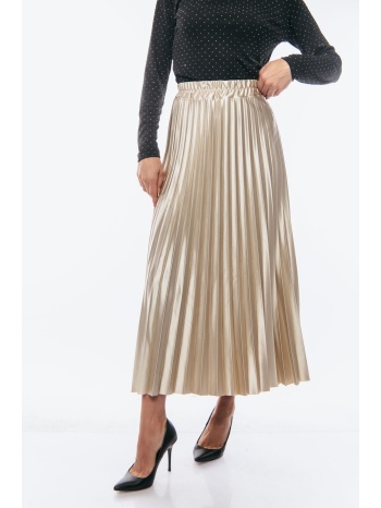 φουστα σατεν με πιετες χρυσό σε προσφορά