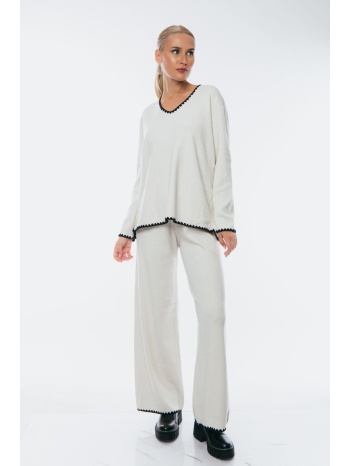 σετ μπλουζα & παντελονα πλεκτη άσπρο σε προσφορά