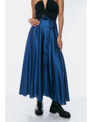 φουστα σατεν με ζωνη μπλε ρουα μπλε ρουά σε προσφορά