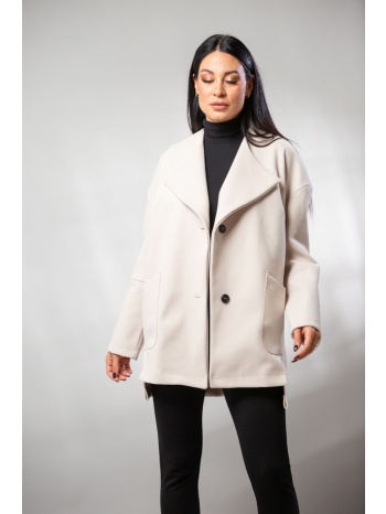 παλτο κοντο με τσεπες και κουμπια εκρού σε προσφορά