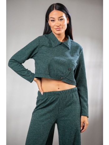 μπλουζα ριπ με γιακα πράσινο σε προσφορά