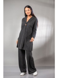 ζακετα πλεκτη ριπ με κουμπι γκρι