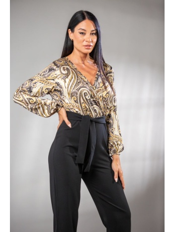 φορμα ολοσωμη με ζωνη σατεν με κρεπ μαύρο σε προσφορά