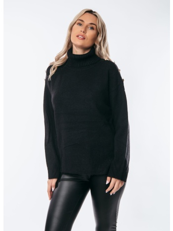 μπλουζα πλεκτη ζιβαγκο με κουμπια μαυρη μαύρο σε προσφορά